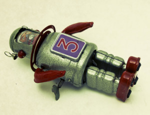 a fallen robot toy